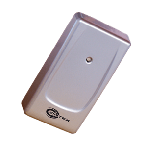 Basic silver card reader with an LED and a buzzer to indicate positive card read