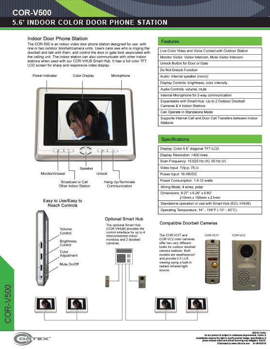 video door phone with built-in microphone for 2-way communication