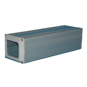 aluminum box can be opened at either end and is designed for indoor surveillance cameras. It prevents tampering with the camera or lens