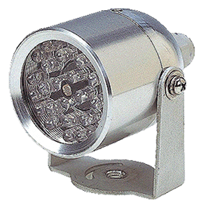 stainless steel infrared light illuminator projects a beam of infrared light up to 30' (depending on atmospheric conditions)
