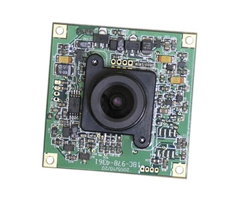 mini color board kit camera has an electronic shutter and runs on a regulated 12VDC supply