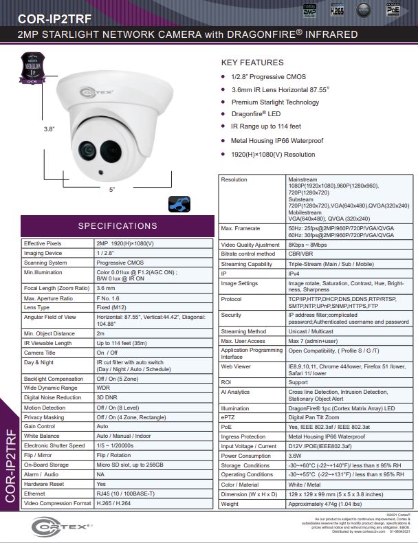 Medallion network camera,2MP Medallion network camera with 1920(H)×1080(V) resolution, this Medallion IP Turret Security Camera has Dragonfire® IR wide angle lens