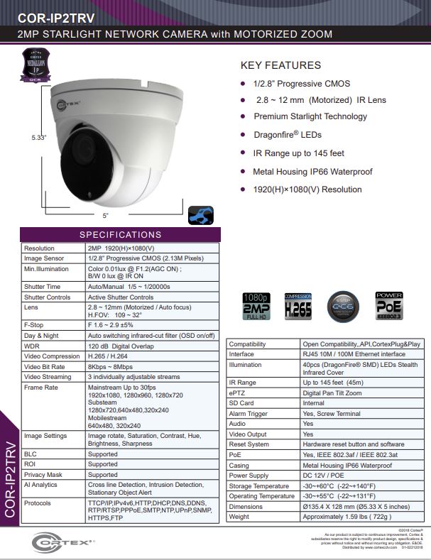 Medallion network camera,2MP Medallion network camera with 1920(H)×1080(V) resolution, this Medallion IP Turret Security Camera has with 2.8-12mm (Motorized Zoom)