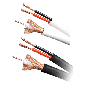 RG-59 coaxial cable with power cable molded into the same form