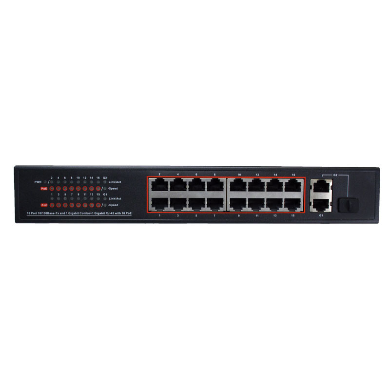16 Port 100M  PoE Ethernet Switch with Built in Power Supply