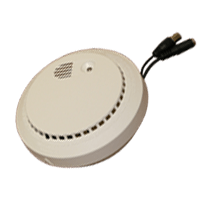 Fake smoke detector with high 
        resolution hidden color CCTV camera inside, pointed down or to 
        the side.
