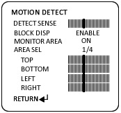 menu options for the OSD for COR-553HD full size security camera