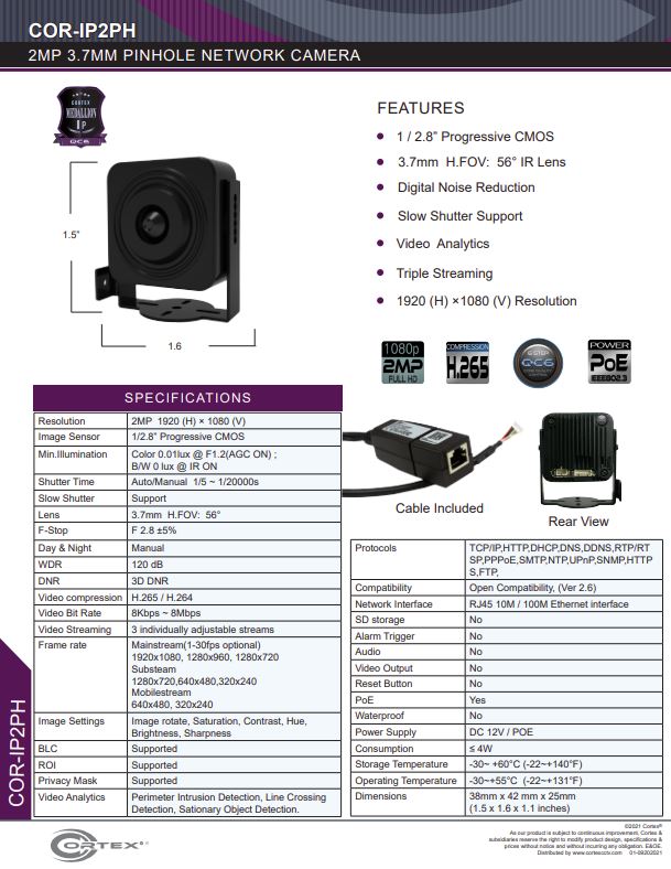 Medallion 2MP (4K) Outdoor Network Board Camera with fixed wide angle lens.
