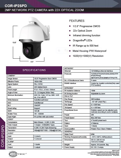 Medallion 2MP (4K) Outdoor Network Camera with .5 ~ 50mm (Motorized) lens. 